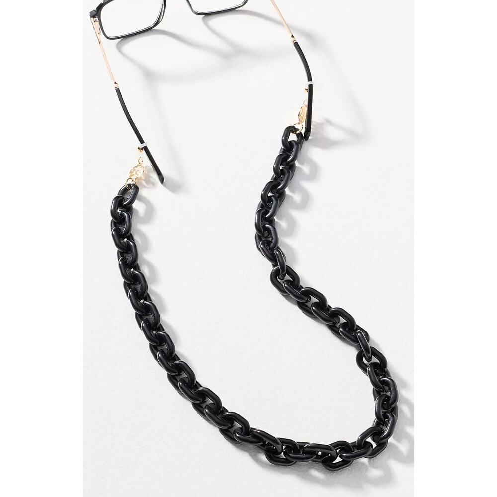 Anthropologie Resin Link Eyewear Eyeglasses Chain Holder Strap Black Resin NWT